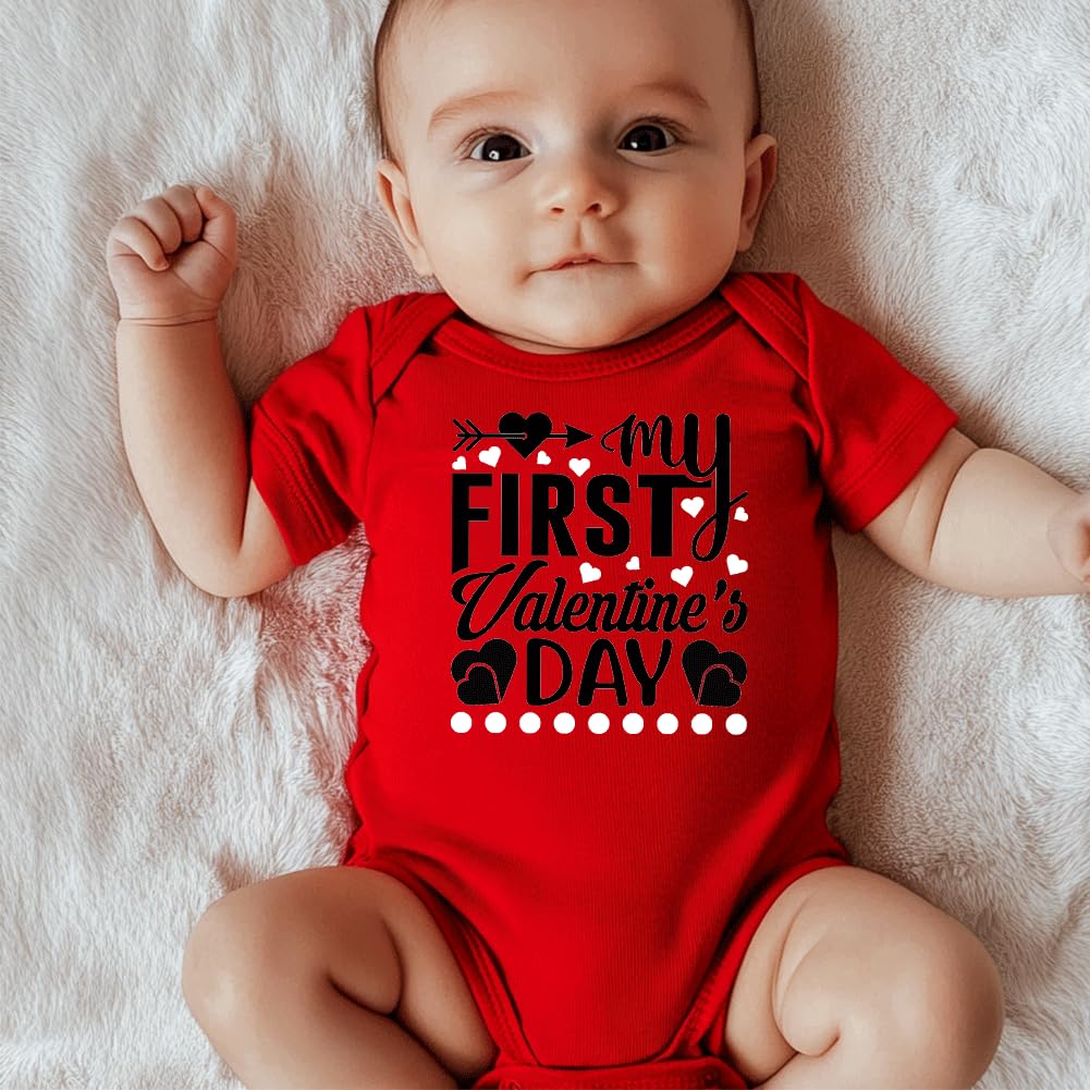 Hrcfbk Infant Newborn Baby Boys Girls My First Valentine'S Day Bodysuit Short Sleeve Romper Layette Set(Red 2,3-6Months)