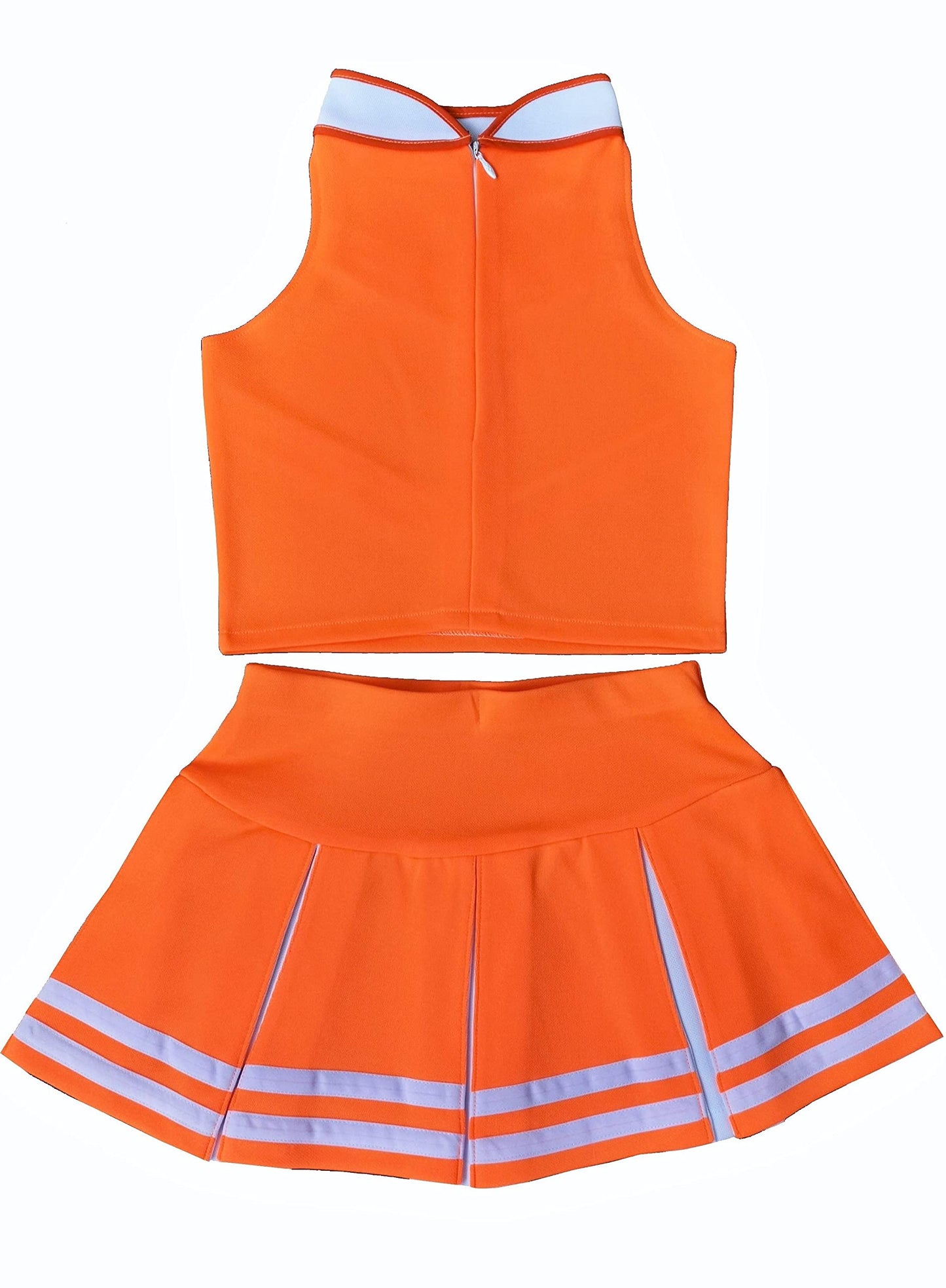Total 2550 Little Girls' Cheerleader Cheerleading Outfit Uniform Costume Cosplay Neon Orange/White (M / 5-8)