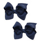 Koolgil Baby Girl's 2Pcs Cute 3 Inch Pure Color Bow-knot Hair Clip for Photography Travel Daily Life (Navy Blue)