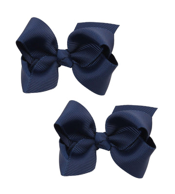 Koolgil Baby Girl's 2Pcs Cute 3 Inch Pure Color Bow-knot Hair Clip for Photography Travel Daily Life (Navy Blue)