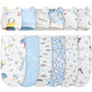 Ramede 6 Pack Swaddle Blanket with Hats Swaddle Outfit for 0-3 Months Newborn Sacks Soft Cotton Wearable for Girl and Boy(Bear,B