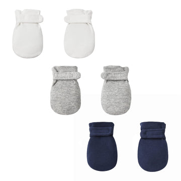 Newborn Baby No Scratch Mittens Stay On, 100% Cotton Breathable, Adjustable Infant Gloves For Baby Boys Girls Mittens (0-3 Month