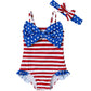 Mioglrie Baby Girl Swimsuit Toddler 4Th Of July Swimsuit 3T-4T Bathing Suit Star Ruffle Stripe Summer Beach One Piece Swimwear F
