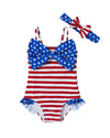Mioglrie Baby Girl Swimsuit Toddler 4Th Of July Swimsuit 3T-4T Bathing Suit Star Ruffle Stripe Summer Beach One Piece Swimwear F