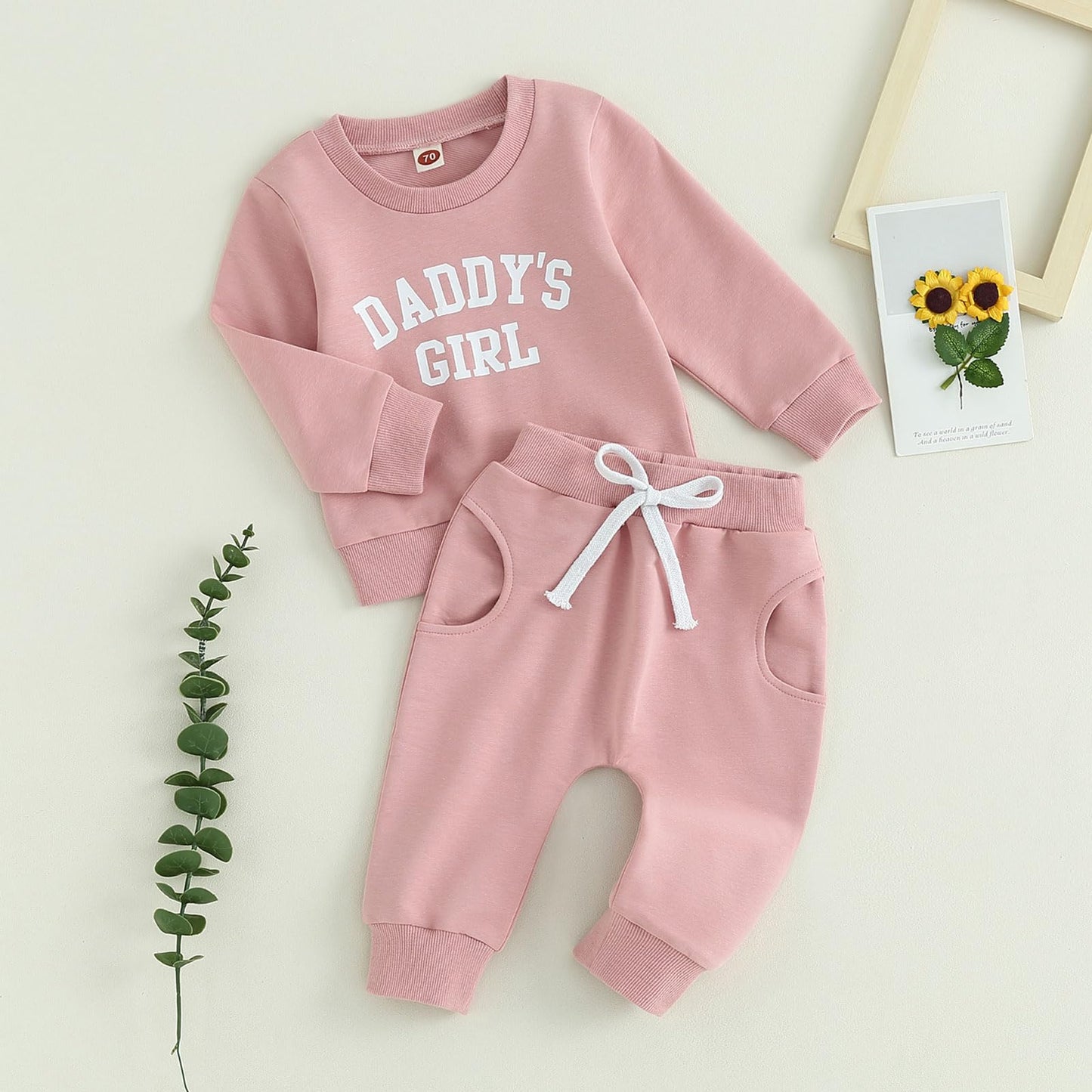 Baby Girl Clothes Valentines Day Outfits Long Sleeve Fall Winter Infant Toddler Sweatshirt Top Pants Set (Pink, 12-18 Months)