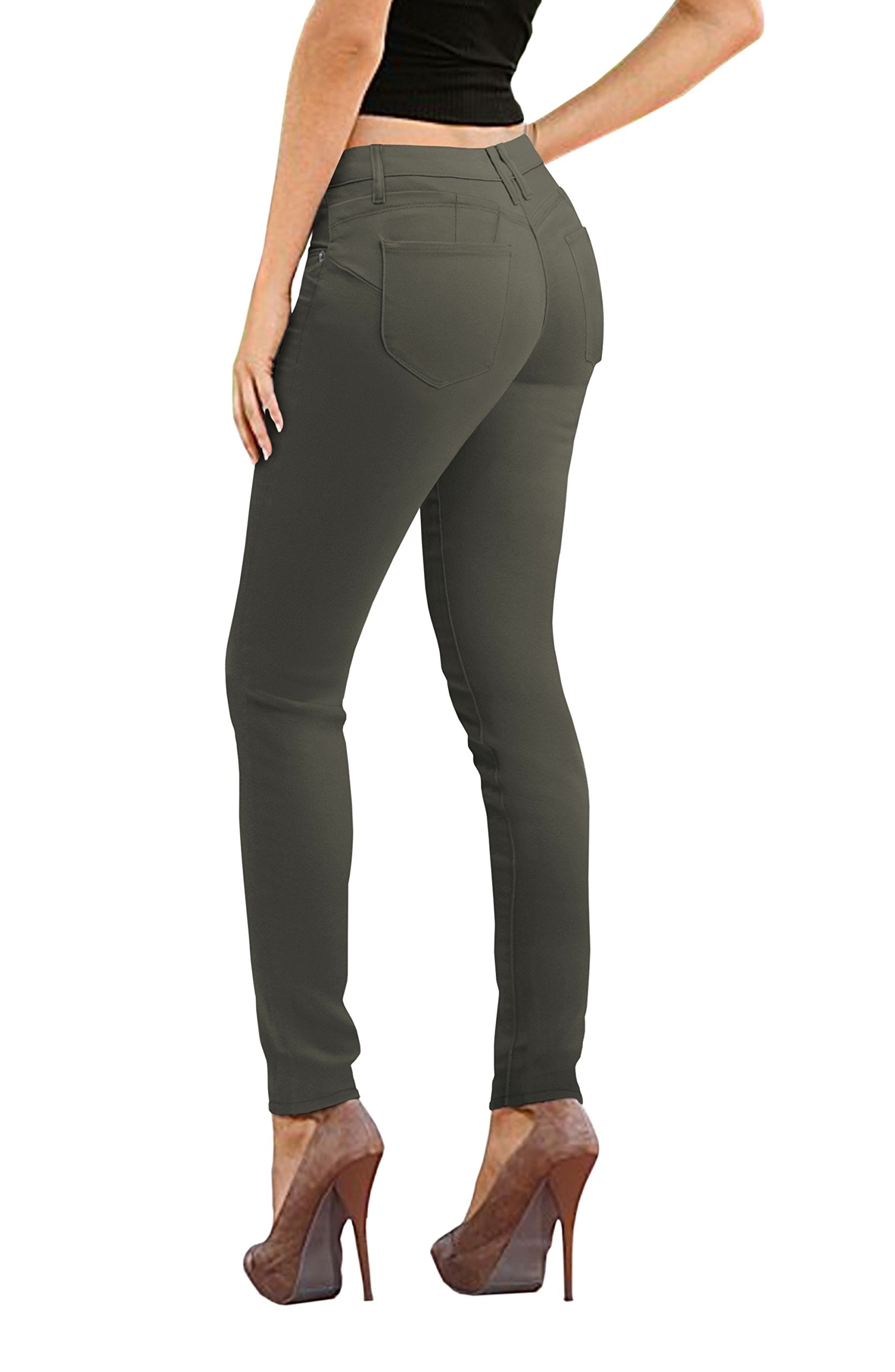 Womens Butt Lift Stretch Denim Jeans P37379Sk Olive 1