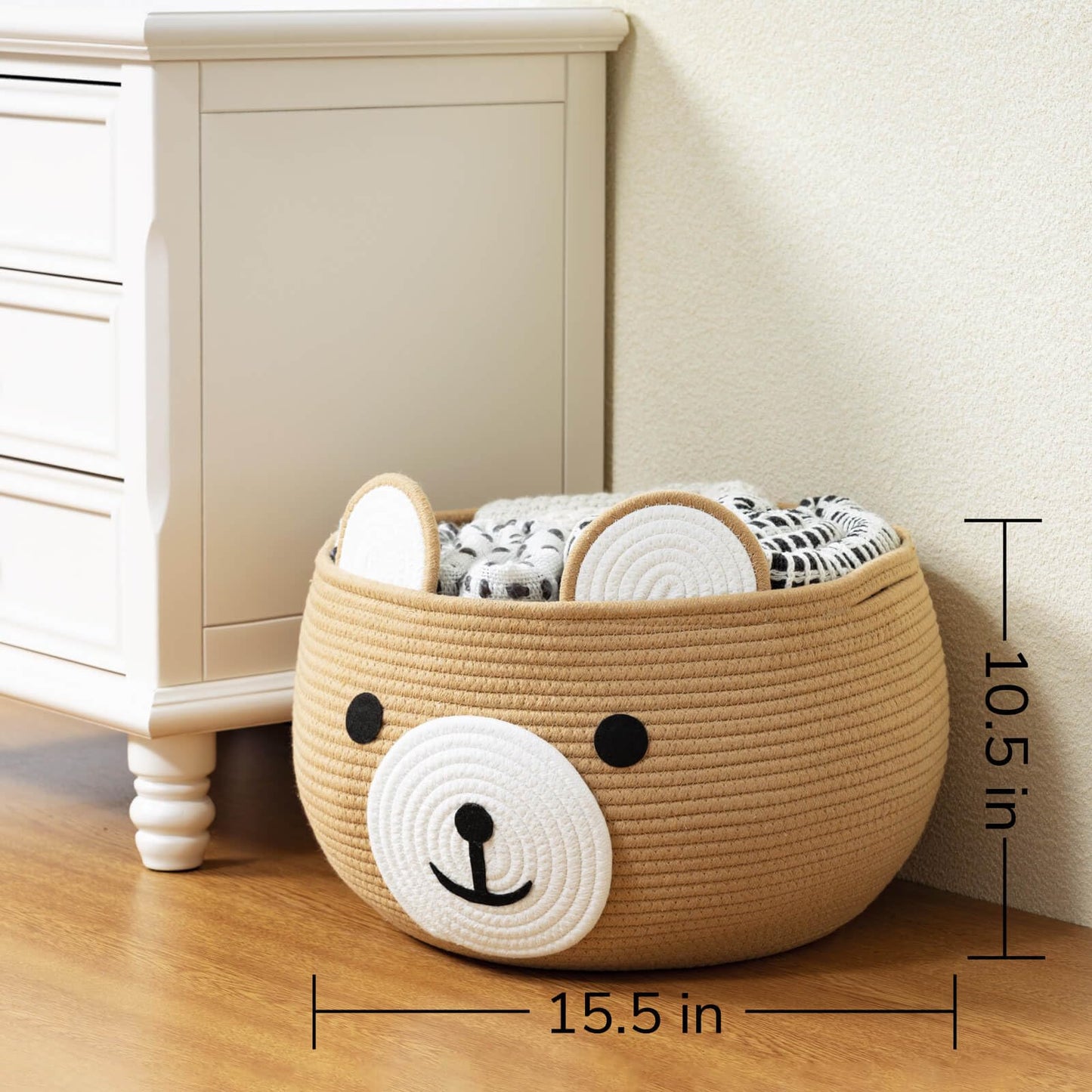 Cherrynow Cotton Rope Basket Baby Gift Basket For Newborn, Empty Gift Basket With Handles, Medium Animal Basket For Toy Clothes