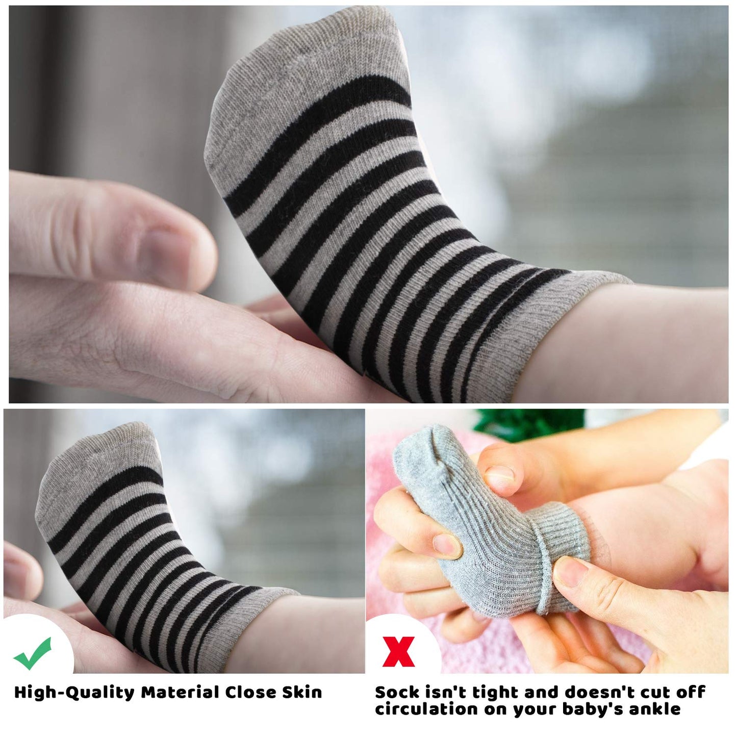 Baby Boy Socks, 12 Pairs Non Slip Toddler Socks Cotton Grip Socks Toddler Socks With Grippers For Baby Boy Infant