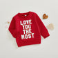 Bonangber Toddler Baby Girl Valentines Day Outfit Love Crewneck Sweatshirt Letter Long Sleeve Shirt Pullover Tops Valentines Day