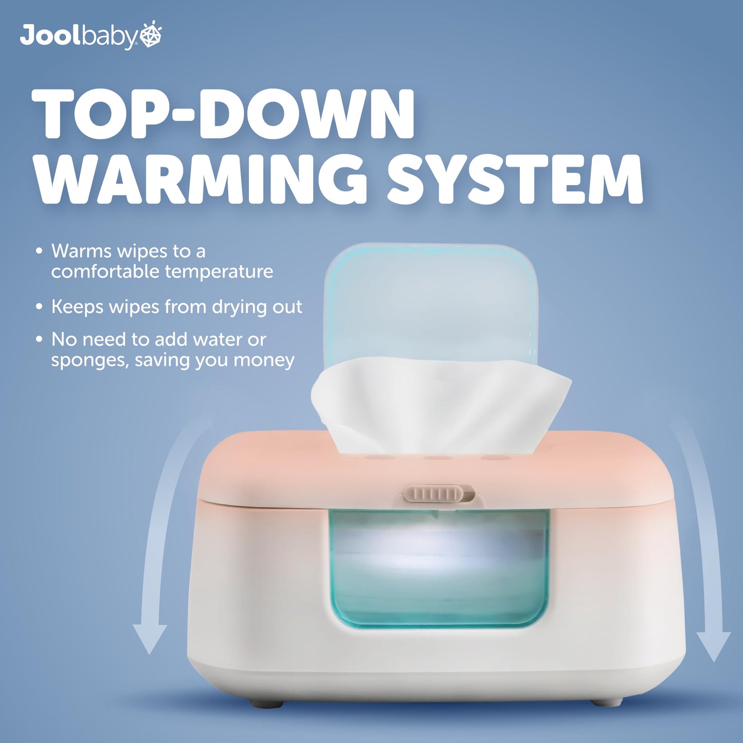 Jool Baby Tinybums Baby Wipe Warmer & Dispenser With Led Changing Light & On/Off Switch (Aqua)