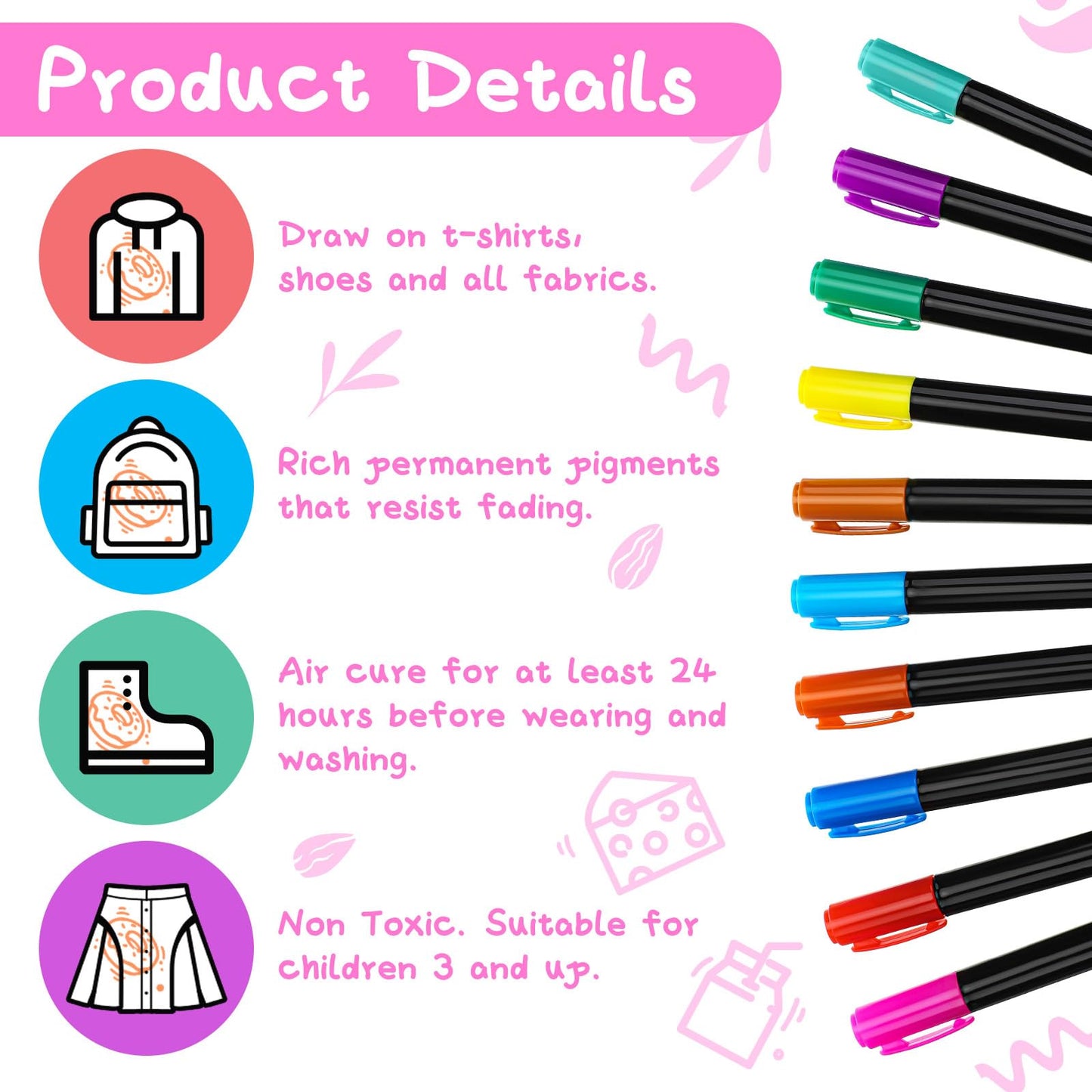 Jutom 38 Pcs Diy Baby Bibs Decorating Kit 14 Bibs 14 Stencils 10 Fabric Markers 2 Ply Feeder Bibs Design Bib For Shower Games (M