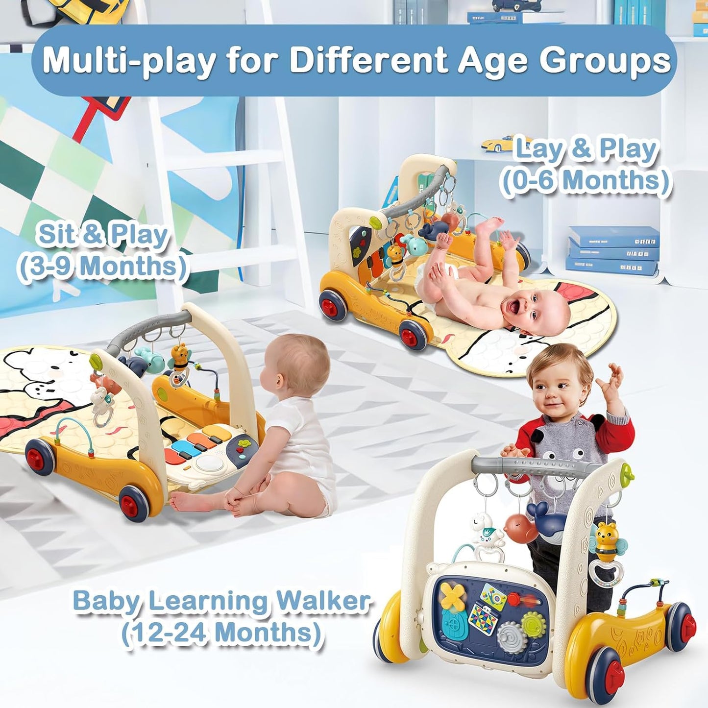 Wetoylst Baby Play Mat Activity Gym, Baby Kick Play Piano Gym Mats Musicial Lights, Tummy Time Toys Mat For Infant Babies Newbor