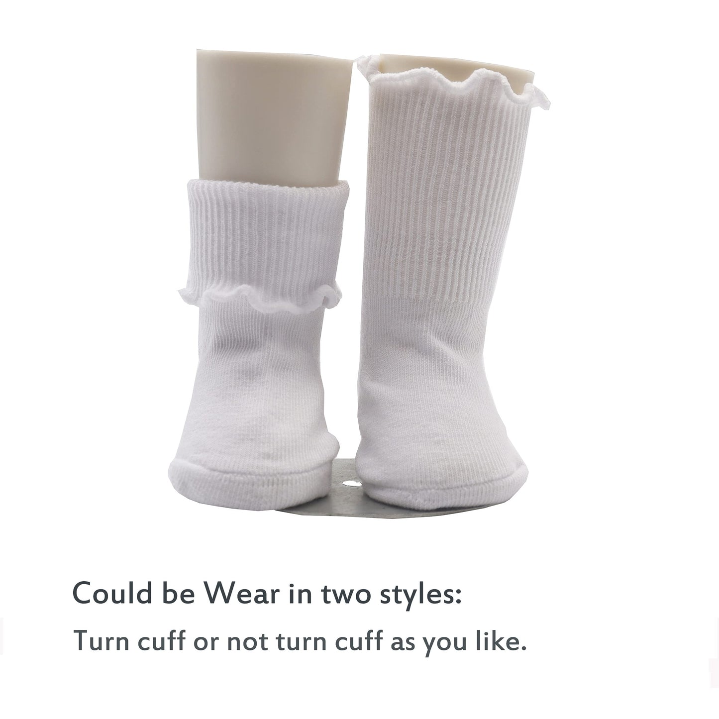 Xiyadun 6 Pairs Infant Toddler Baby Turn Cuff Ruffle Edge Ankle Socks Girls(6-12 Months, B)