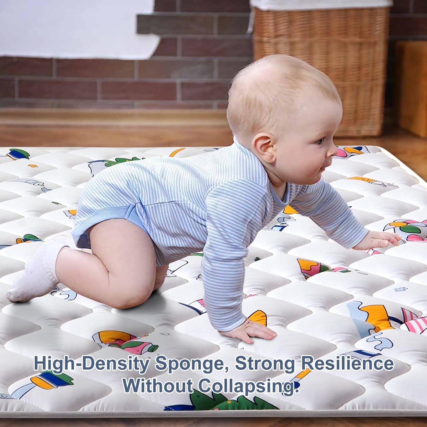 Vibe Bear Baby Play Mat 6Ft X 4Ft, Thicker Foam One-Piece Crawling Mat, Extra Large Anti- Slip Crawling Mat Activity Playmats Fo