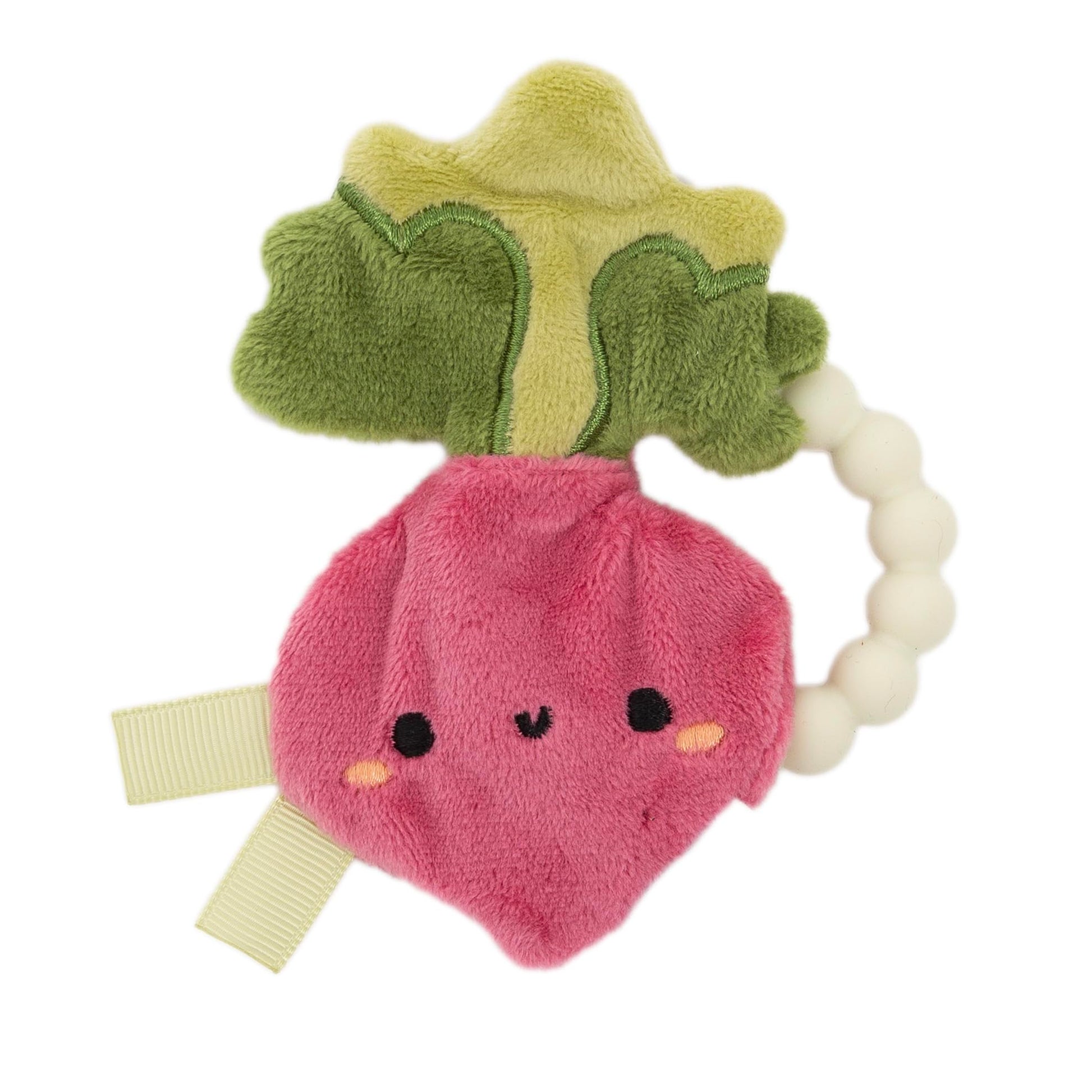 Pearhead Baby Crinkle Teether Toy, Plush Turnip Vegetable with Soft Silicone, BPA-Free Sensory Rattle for Infants, Gentle Crinkl