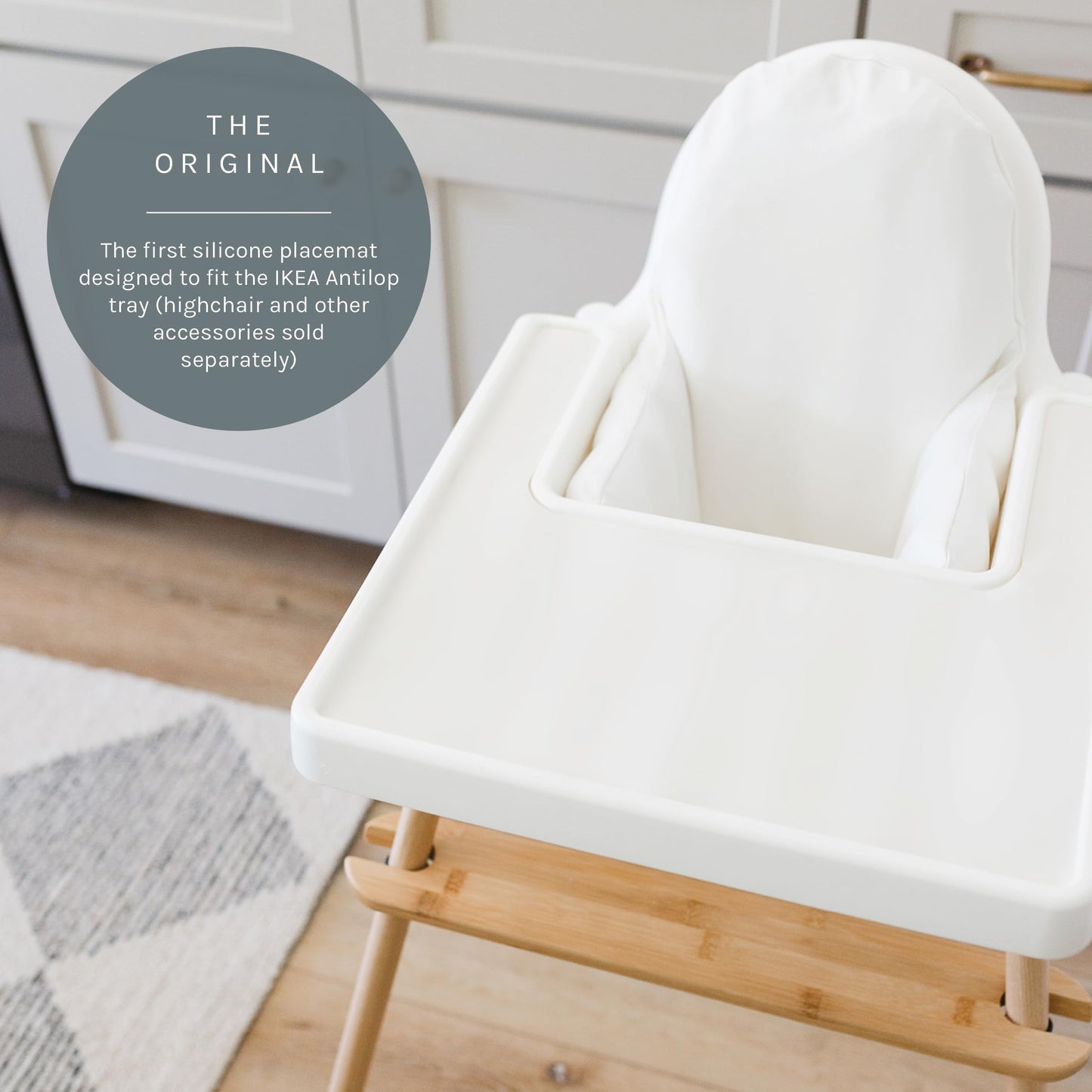 Yeah Baby Goods Placemats Compatible W/Antilop High Chair (Coconut Cream) - Slip-Resistant & Food-Grade Silicone High Chair Mat