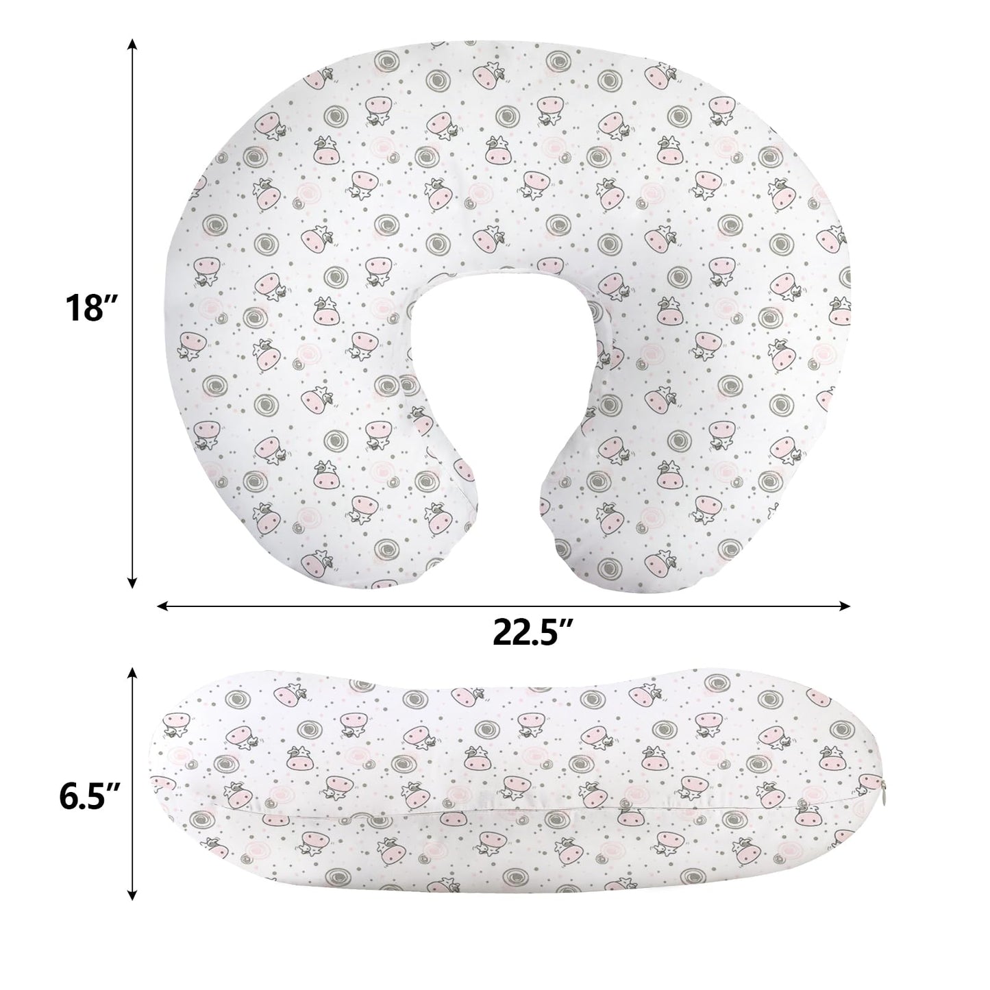 Nursing Pillow, Breast Feeding Pillows For Mom, Pink Calf Soft Cover With Breathable Filling, Feeding Support Pillow For 0-12 Mo