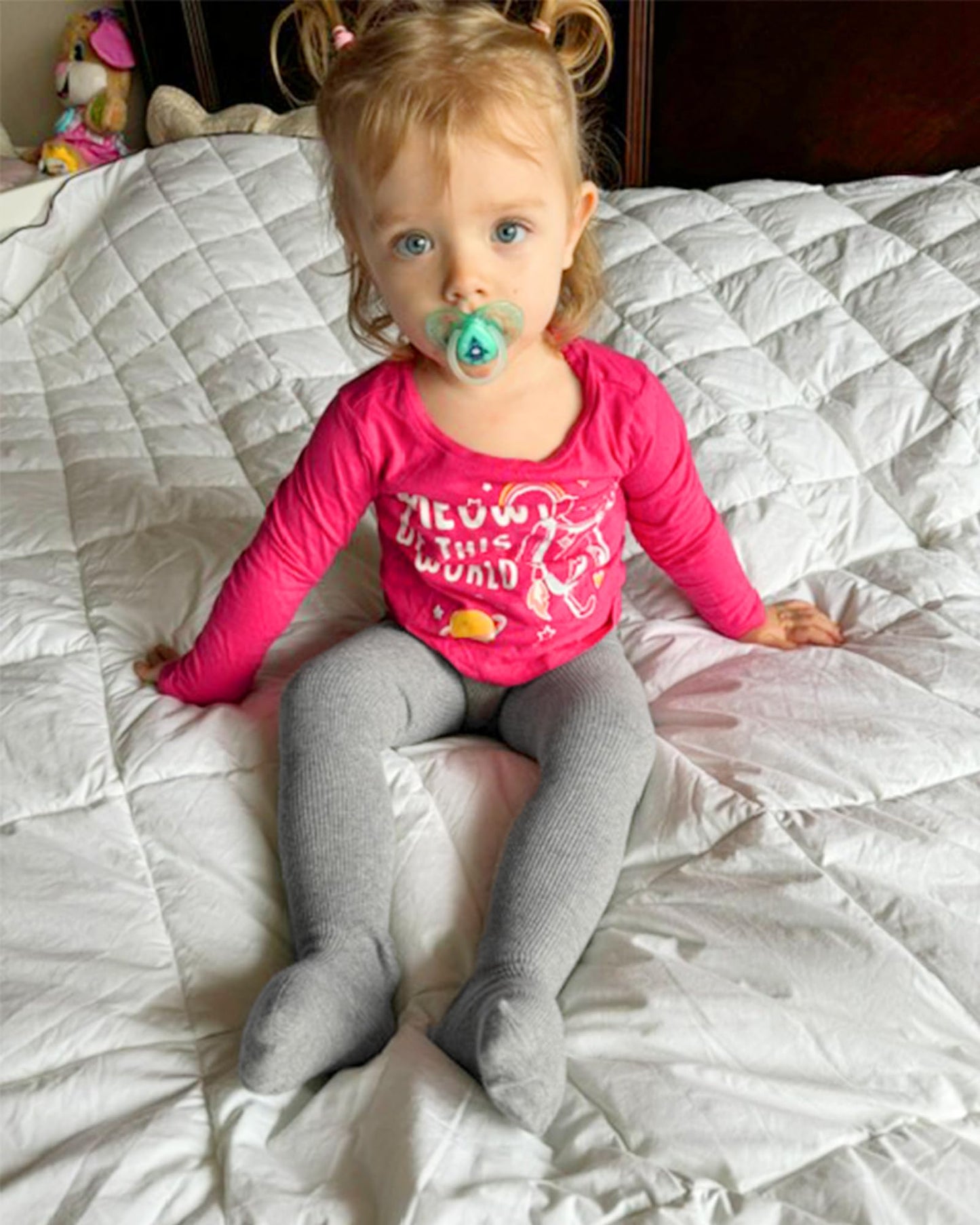 Stelle Toddler Girls Tights Baby Seamless Knit Thick Cotton Leggings Pantyhose(Infants/Kids/Childern)(Grey,Xs)