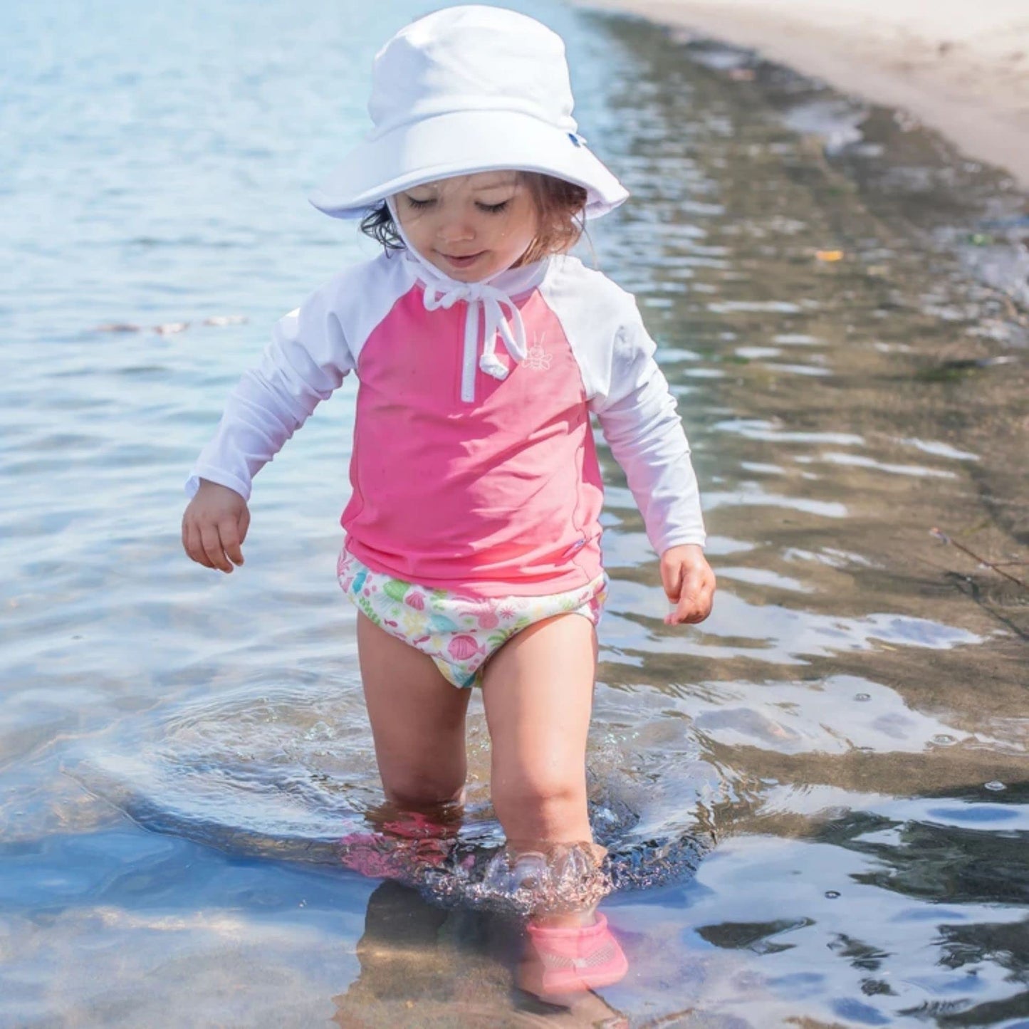 I Play Breathable Infant Toddler Bucket Sun Protection & Swim Hat (White, 2T-4T)