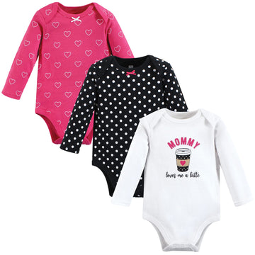 Hudson Baby Unisex Baby Cotton Long-Sleeve Bodysuits, Mommy Latte, 3-6 Months