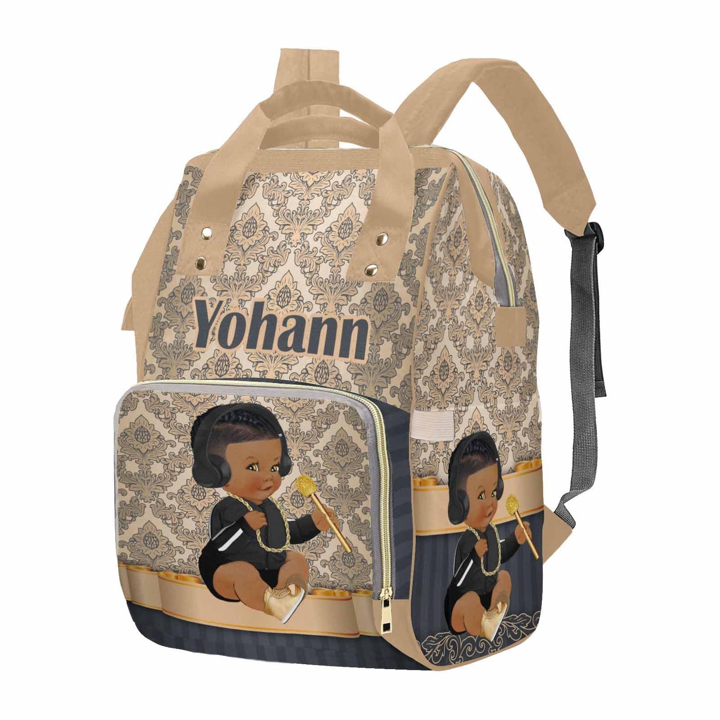 M Yescustom Custom Diaper Backpack With Name, Crown Baby Backpacks For Dad Mom - Insulated Pockets, Portable Nappy Bags - Nurser