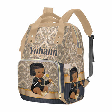 M Yescustom Custom Diaper Backpack With Name, Crown Baby Backpacks For Dad Mom - Insulated Pockets, Portable Nappy Bags - Nurser