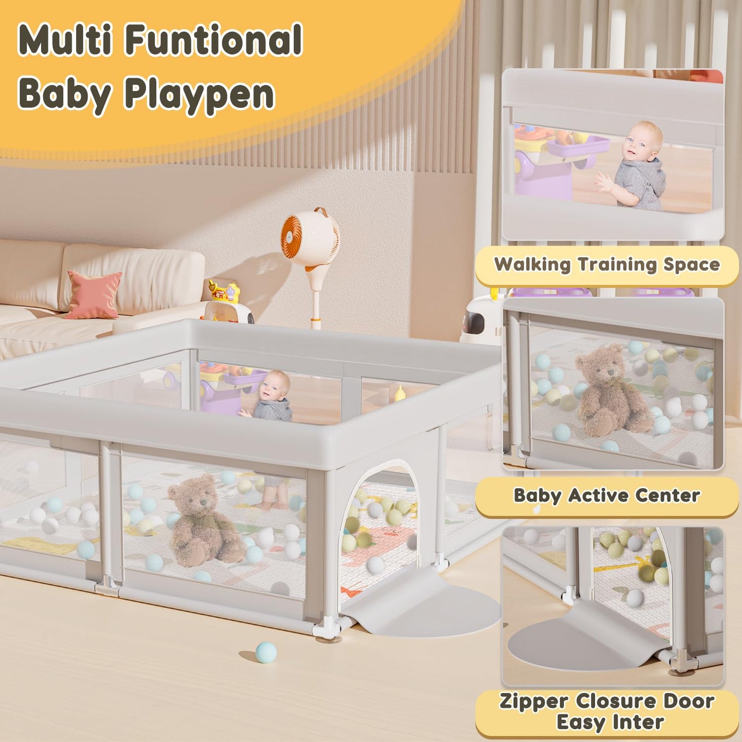 Hiaksedt Baby Playpen With Mat Small Playpen For Babies And Toddlers 50 X 50 Inch Baby Fence Playards