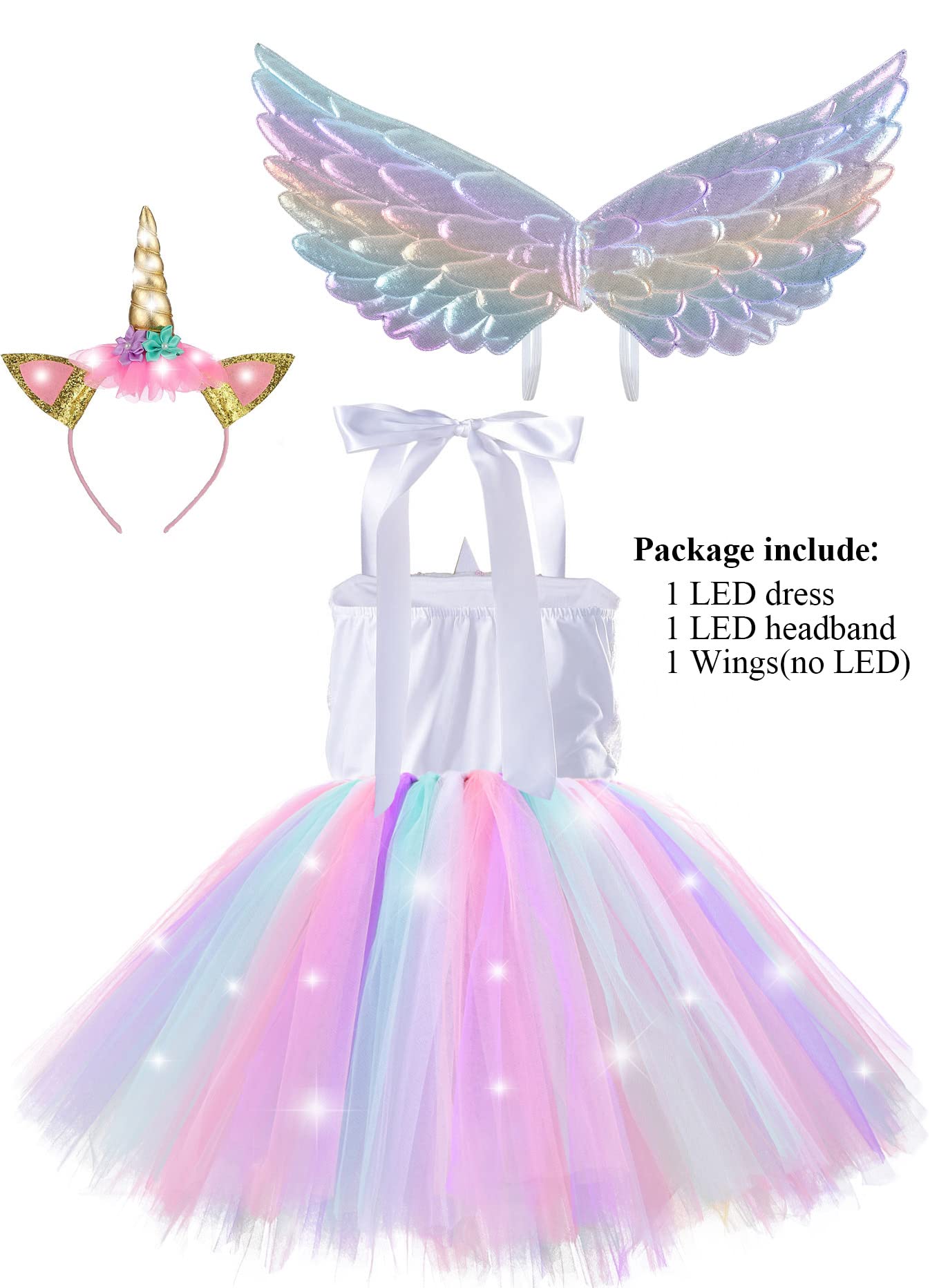 Led Unicorn Dress Sequin Halloween Costumes For Girls Gifts For 5 6 Year Old Birthday Christmas Holloween Party Outfit Light Up