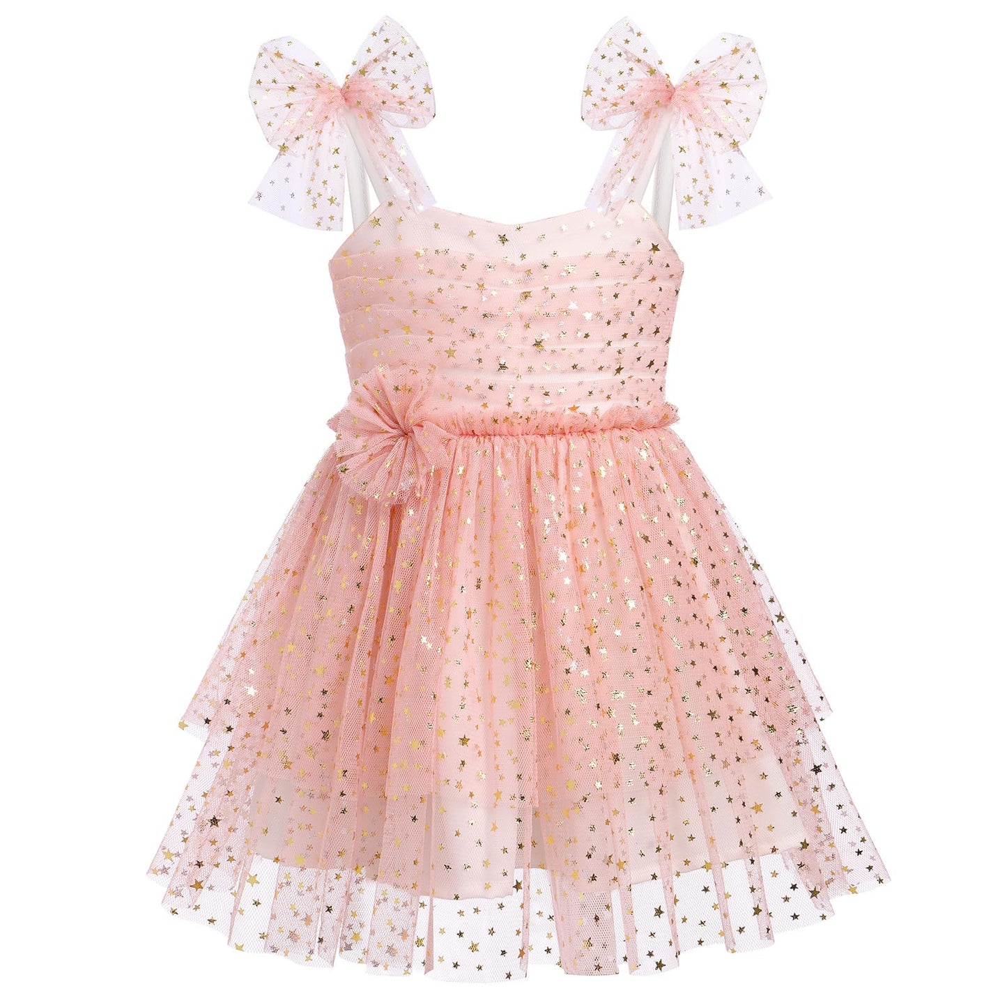 Idopip Baby Girls Sequin Stars Tutu Dress Summer Sleeveless Backless Princess Birthday Party Dresses Toddler Little Girl First C