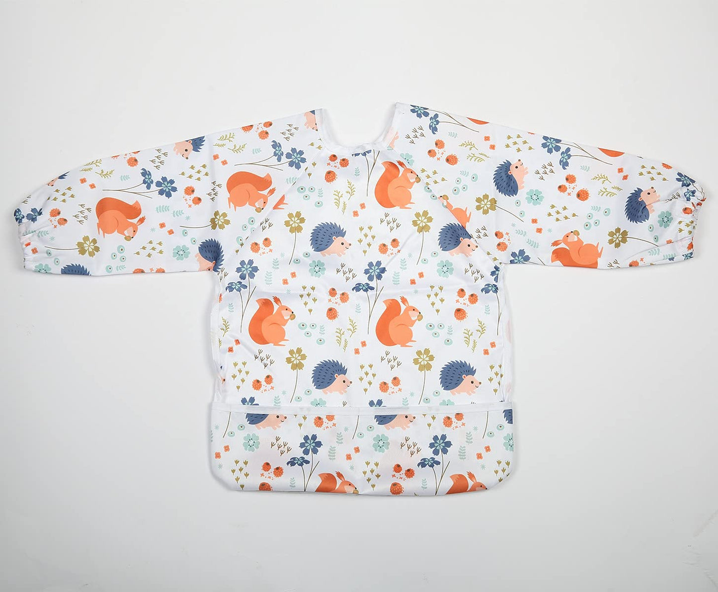 Sigzagor Baby Bib Long Sleeved Shirt With Pocket 1 to 3 years old Toddler (Squirrel Hedgehog)