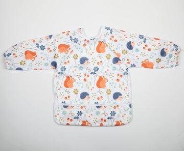 Sigzagor Baby Bib Long Sleeved Shirt With Pocket 1 to 3 years old Toddler (Squirrel Hedgehog)