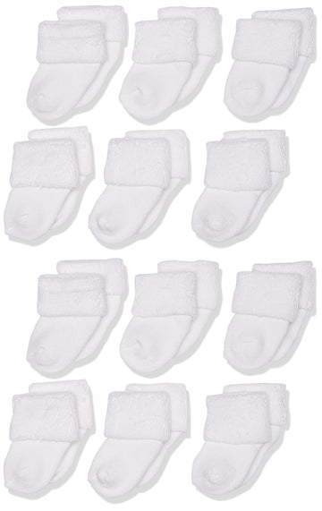 Touched By Nature Baby Boys Organic Cotton Casual Sock, White Terry, 0-6 Months Us