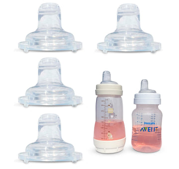 Sippy Spout Nipples For Philips Avent Anti-Colic Baby Bottles And Mam Baby Bottles| 4-Count | Soft Spout | Food Grade Silicone |