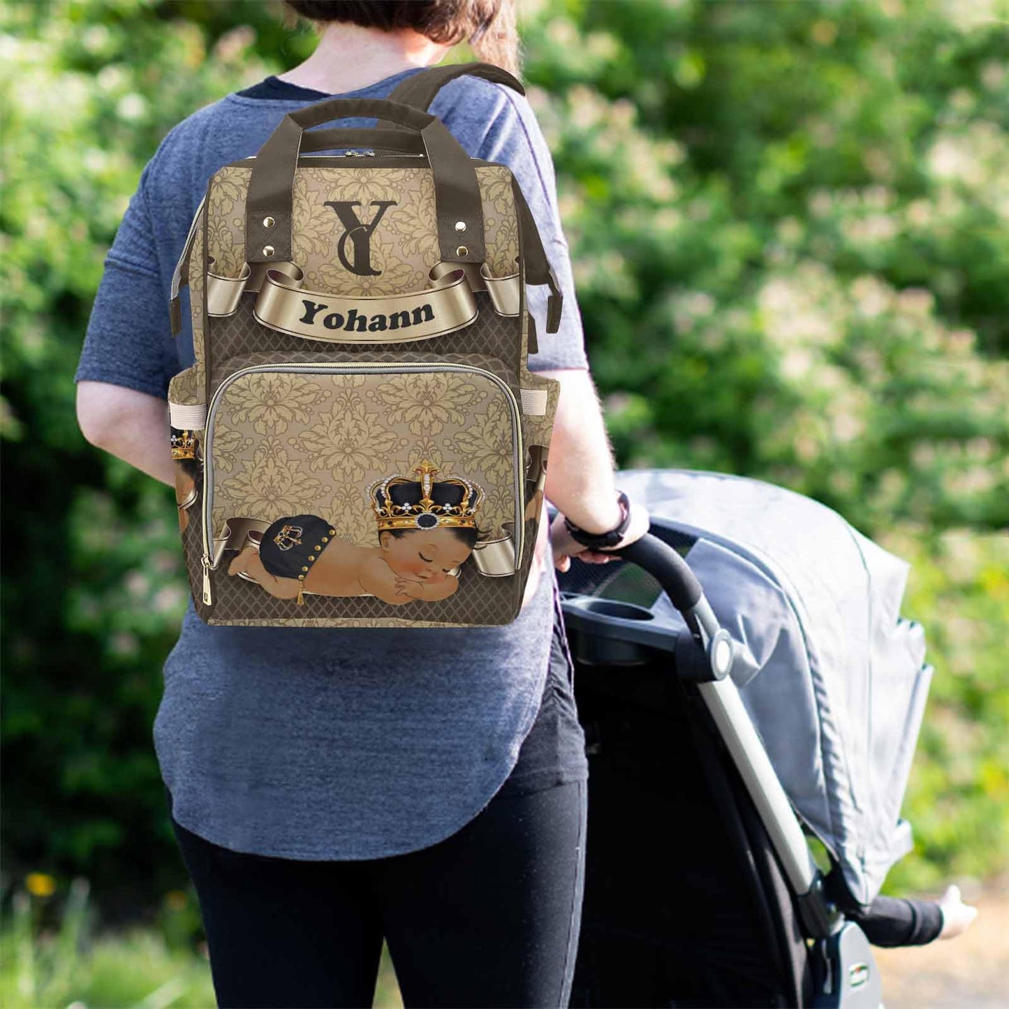 M Yescustom Custom Diaper Bag Backpack With Name, Baby Bags Travel Diaper Backpack For Dad Mom, Insulated Pockets Portable Nappy