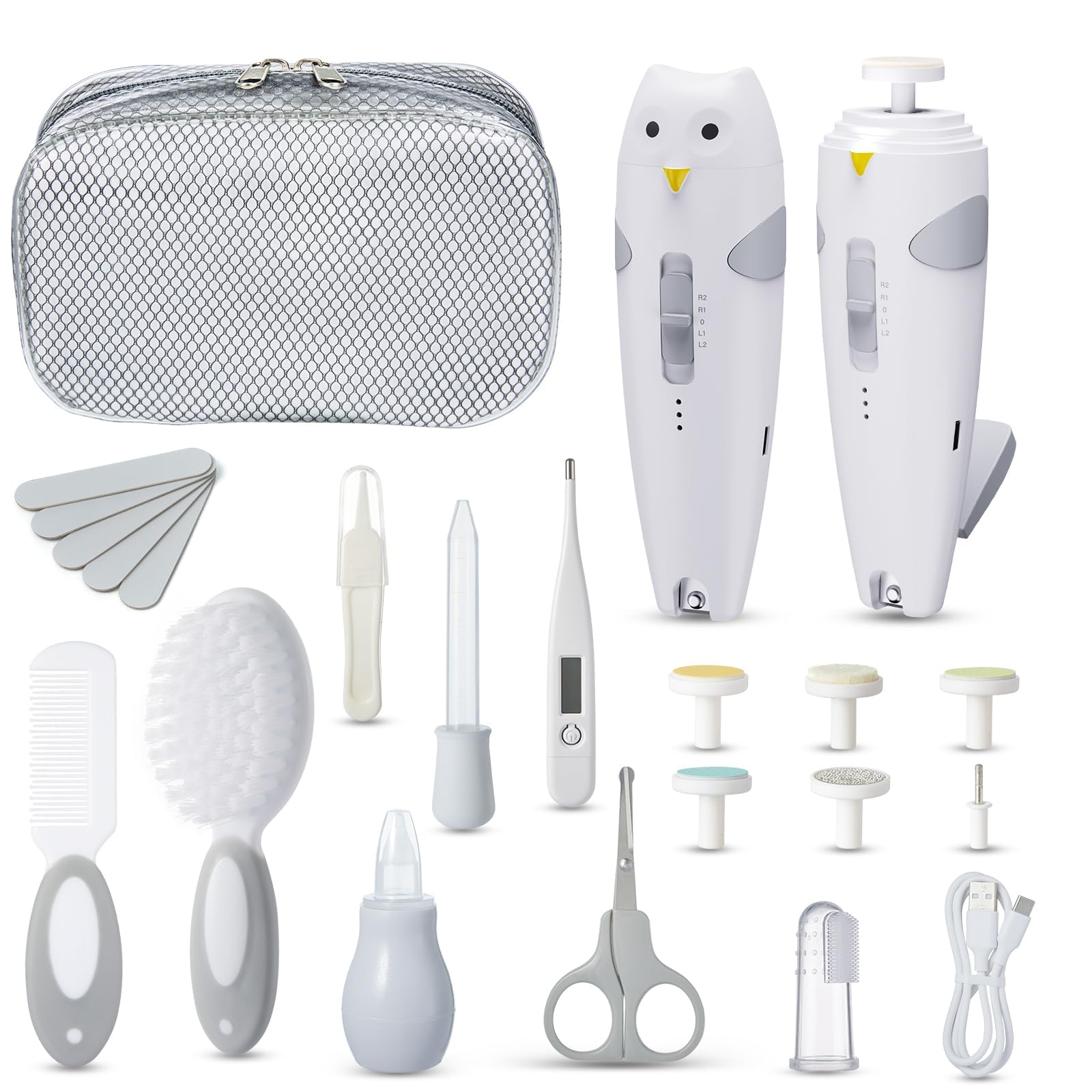 Lictin Baby Healthcare And Grooming Kit, 26 In 1 Rechargeable Nail Trimmer Electric Set,Safe File With Auto Light, Newborn Nurse