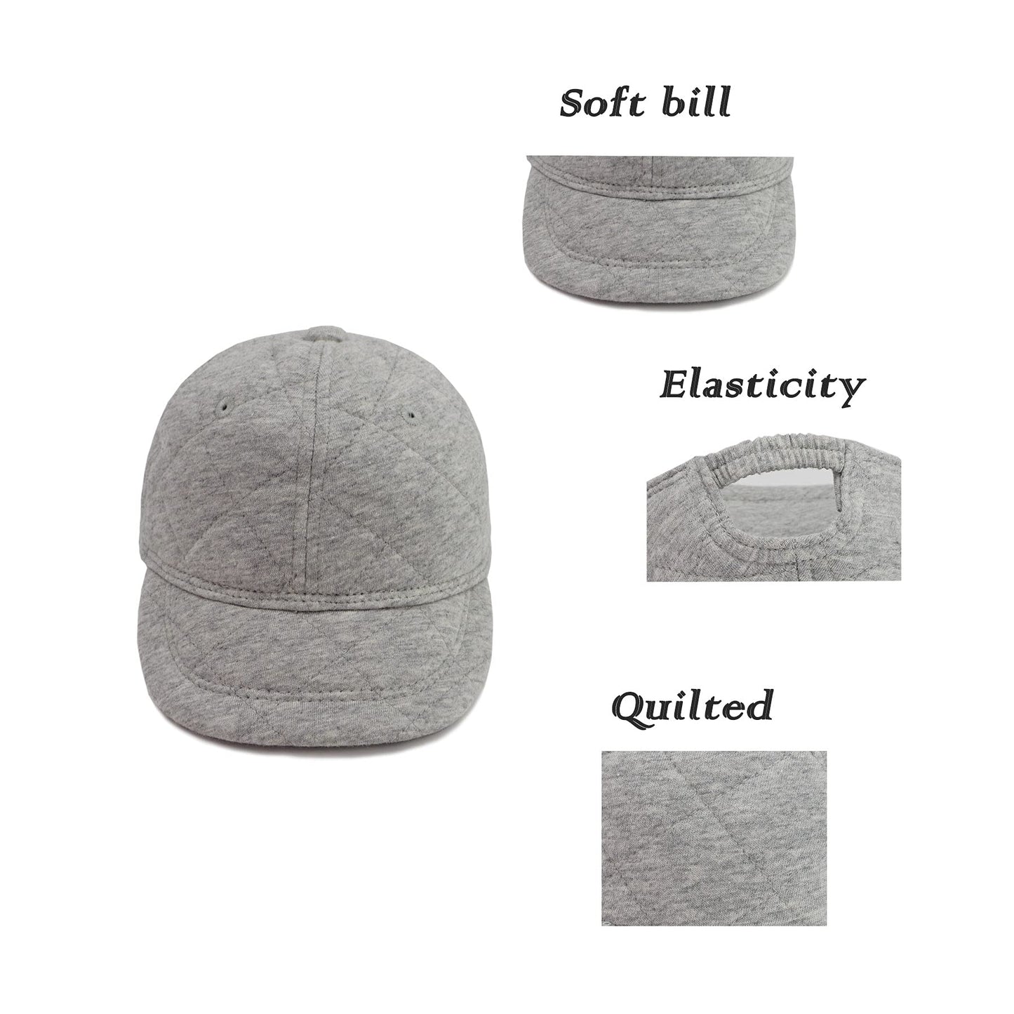 Keepersheep Baby Baseball Cap Infant Sun Hat, Infant Toddler Kids Baseball Cap (12-18 Months, Quilted Grey-New Size)