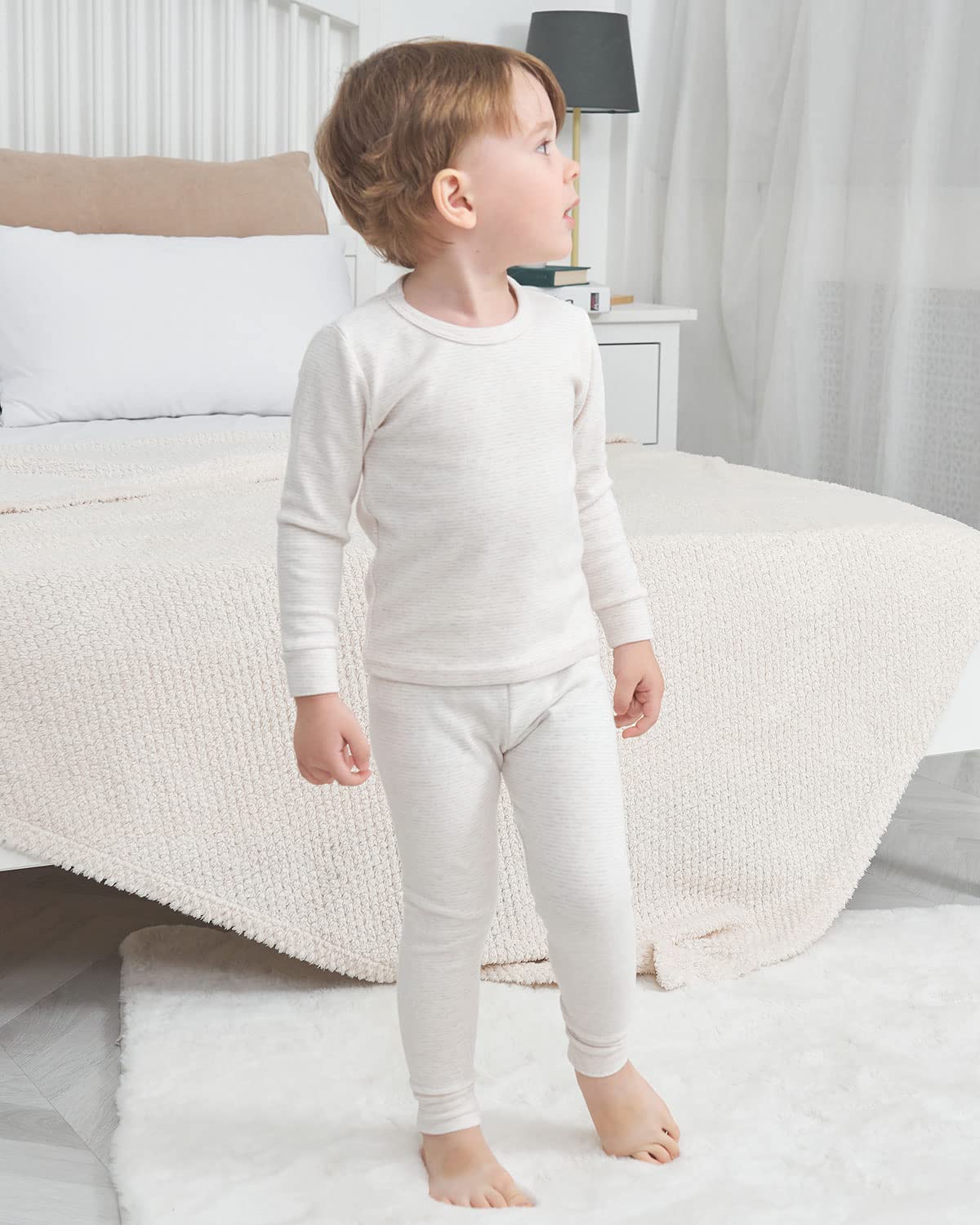 Enfants Ch  Ris Neutral Toddler Pajamas For Girl Boy Pajamas 24 Month Beige Stripes
