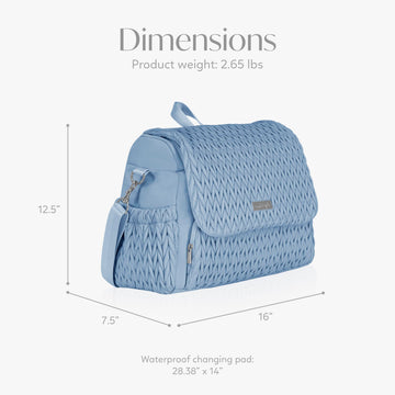 Hannah & Sophia Belle Convertible Baby Diaper Backpack & Bag In Moonmist Blue, Large Size, Dual Sided Water Resistant Changing M