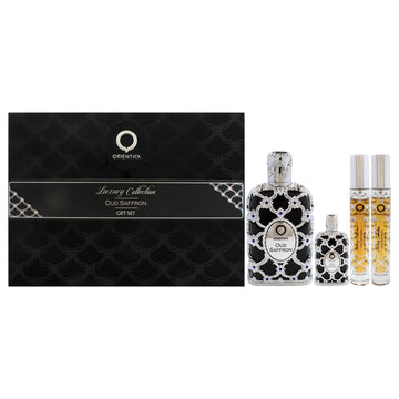 Oud Saffron By Orientica For Men - 4 Pc Gift Set 2.7Oz Edp Spray, 2 X 10Ml Edp Spray, 7.5Ml Edp Splash