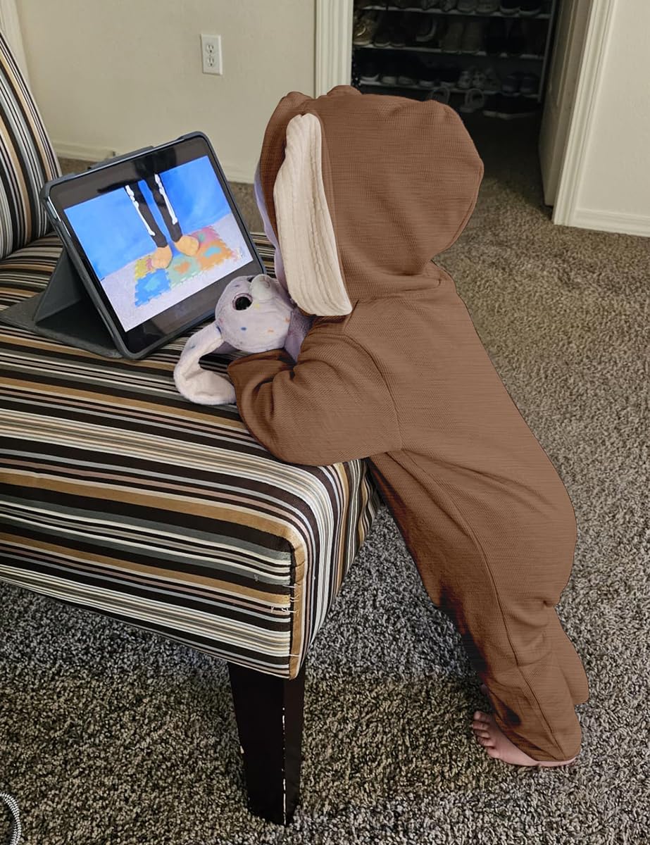 Agqt Baby Boys Bunny Costume 1St Easter Outfit Onesie Halloween Animal Clothes One Piece Romper Rabbit Ear Hoodie Light Brown Si
