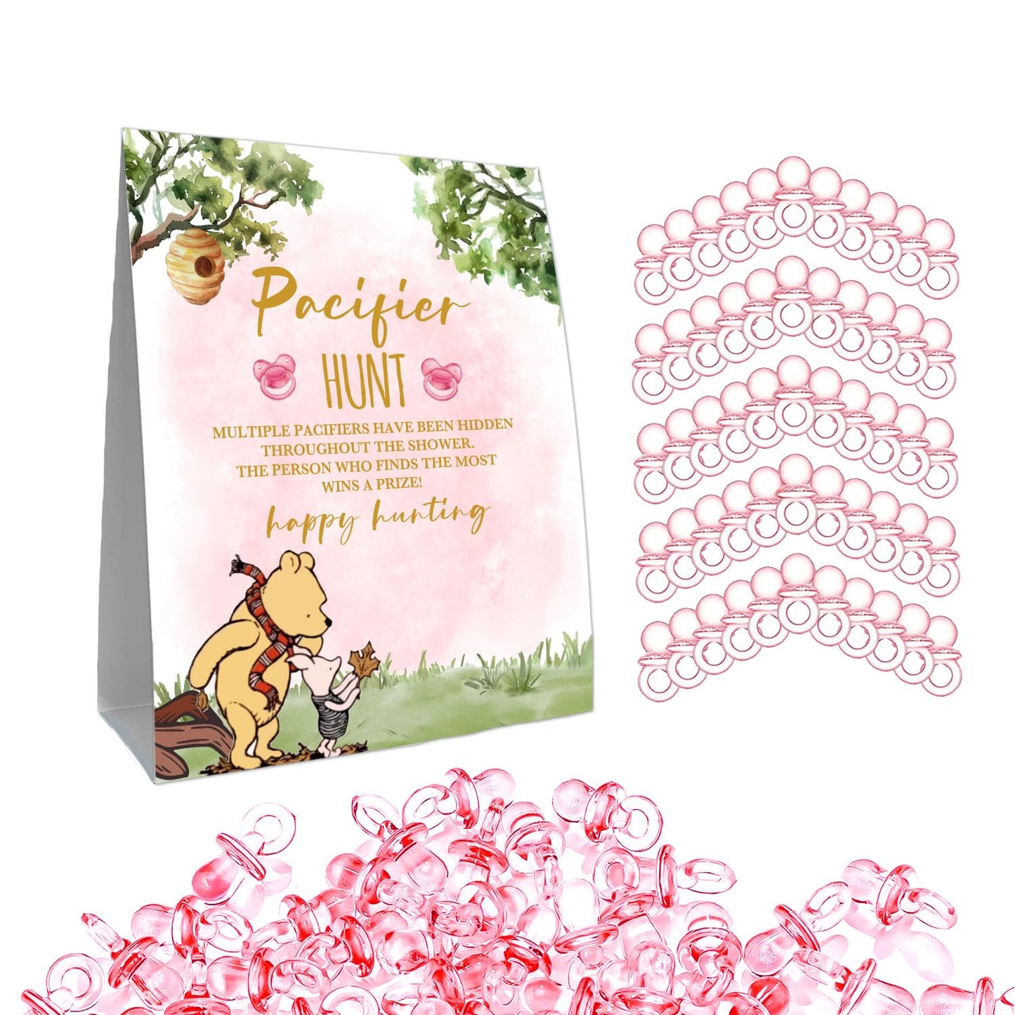 Guawubiang Winnie Pacifiers Hunt For Baby Shower Game, Mini Pacifiers Baby Shower Games, Include Winnie Theme Baby Pacifier Hunt