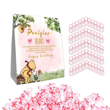 Guawubiang Winnie Pacifiers Hunt For Baby Shower Game, Mini Pacifiers Baby Shower Games, Include Winnie Theme Baby Pacifier Hunt