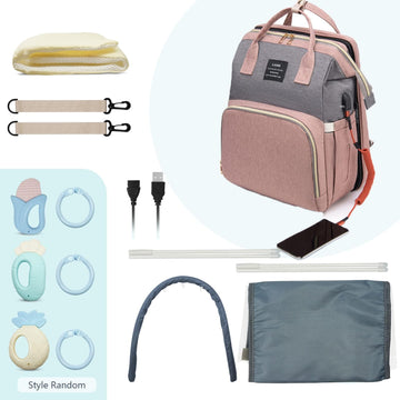 Fandiar Diaper Bag With Changing Station, Diaper Bags For Baby Girl Boy Multi-Function Travel Portable Bassinet Backpack Mommy B