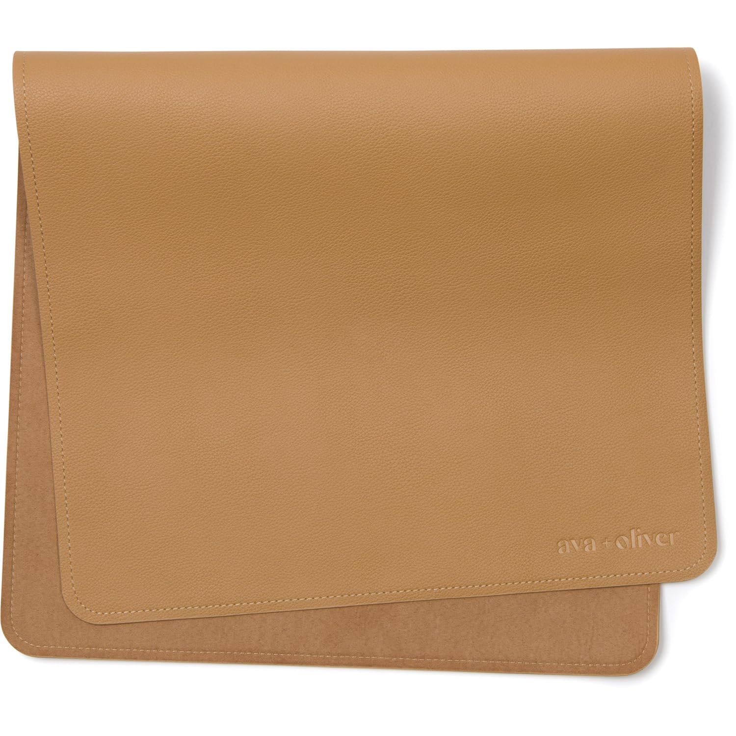 Ava + Oliver Vegan Leather Baby Changing Mat (16 X 30 In) - Multipurpose Wipeable And Portable Diaper Changing Mat - Foldable Tr