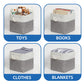 Temary Fabric Storage Baskets For Organizing, Grey Basket For Shelves, Collapsible Baskets With Handles For Shelves, Nursery, Cl