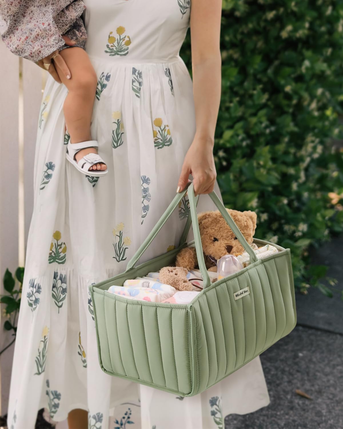 Blissful Diary Baby Diaper Caddy Organizer, Stylish Nursery Storage Basket - Gift For Baby Shower, Baby Registry Must Have, Newb