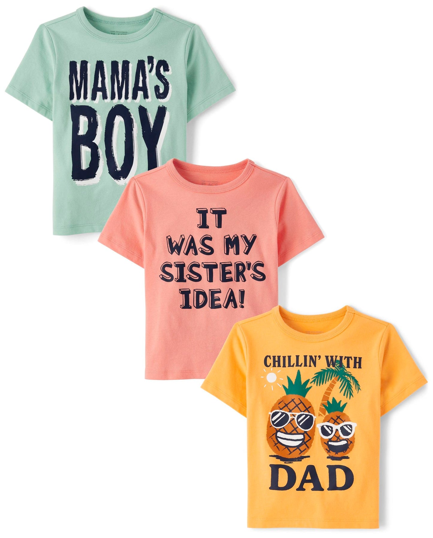 The Children'S Place,Baby Boys,And Toddler Family,Mom,Dad,Sibiling Long Sleeve Graphic T-Shirts,Multipacks,Mamas Boy/Sister/Pine