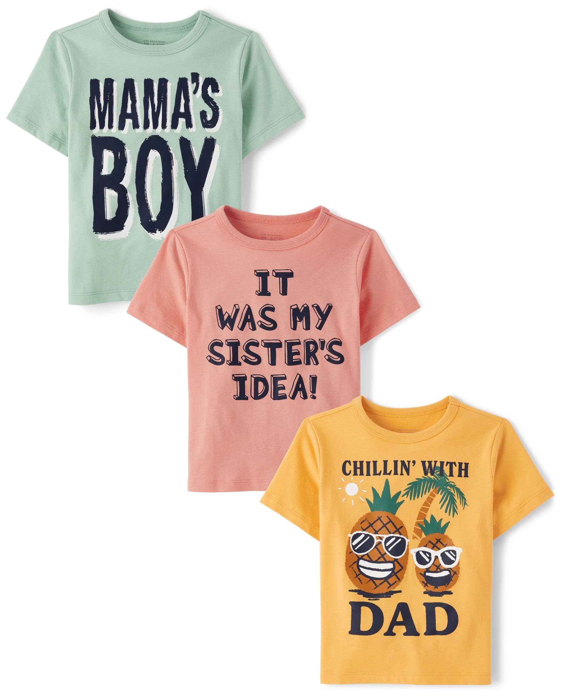 The Children'S Place,Baby Boys,And Toddler Family,Mom,Dad,Sibiling Long Sleeve Graphic T-Shirts,Multipacks,Mamas Boy/Sister/Pine