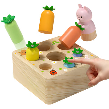 XPIY Montessori Toys for 1 Year Old, Carrots Harvest Wooden Baby Toys for 6-12 Months Educational Shape Sorting Matching Toys Fi