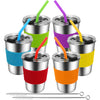 Ewsnmata Kids Cups With Straws Spill Proof, Stainless Steel Sippy Cups With Lids, 12Oz Toddlers Straws Tumbler, 6 Pack Unbreakab